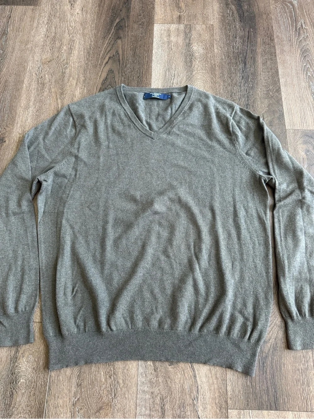 J. Crew Olive V-Neck Sweater Cotton with Cashmere Men’s Size Large